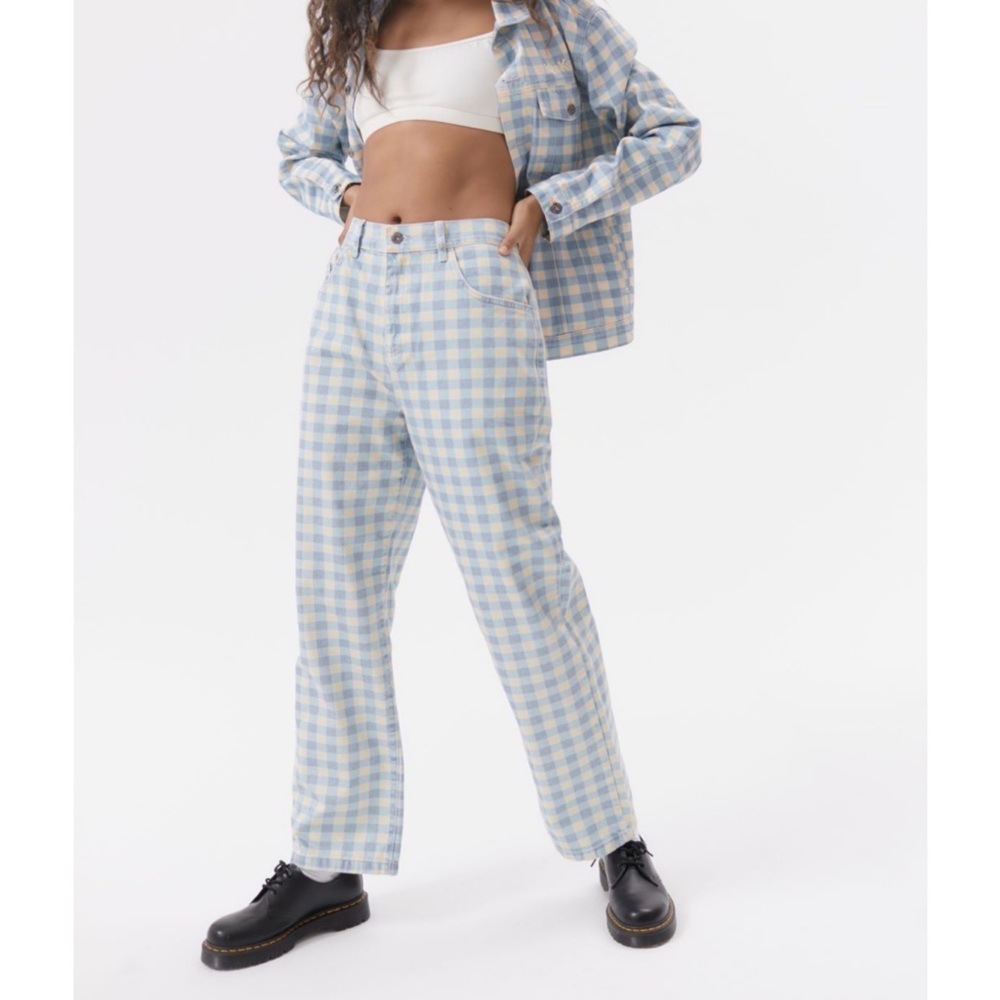 Kickers Ragged Priest Gingham Straight Leg Jeans